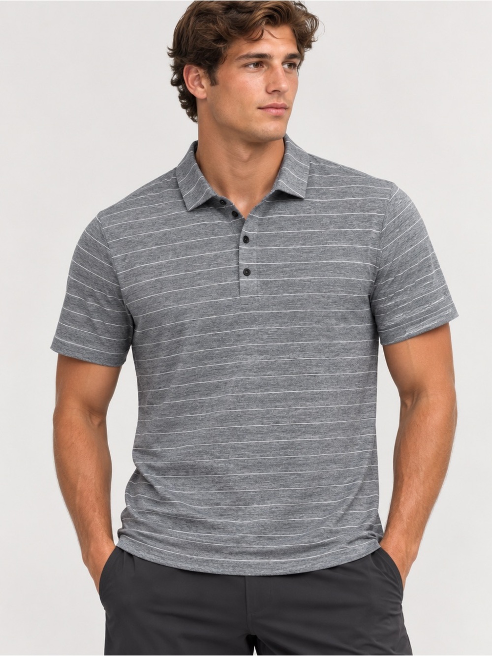 Lululemon Evolution Short-Sleeve Polo Shirt Blue Stripes L